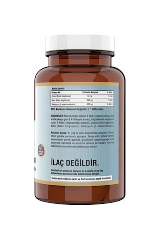 Çinko Bisglisinat Bakır Selenium 60 Tablet 2 Kutu