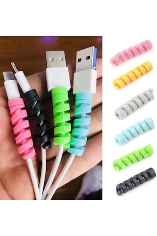 Spiral Kablo Koruyucu 4'lü Silikon Set Şarj Ve Kulaklık Kablosu Koruyucu Şarz Aksesuarı
