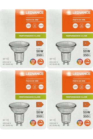 4 Adet Ledvance 4,5w Ilık Beyaz 4000k Dim Edilebilir Gu10 Duylu Cam Spot Ampul