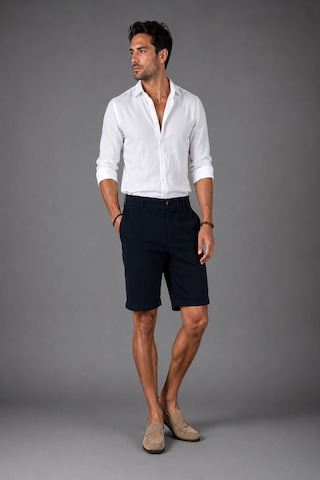 Bisse Indigo Pamuk Keten Lastikli Doğal Bermuda Şort Sh25y25001 D66 İndigo