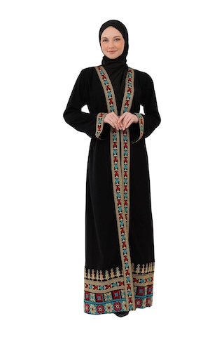 Zaytoon Filistin Nakışlı Lüks Lexus Kumaş Modern Abaya C100064 Çok Renkli