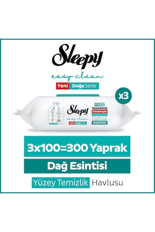 Sleepy Mountain Yüzey Temizlik Havlusu Mendili Dağ Esintisi 3x100 (300 Yaprak)