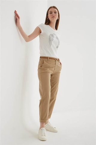 Fashion Friends Zımba Detaylı Baskılı Ekru Kadın T-shirt 25y0560k1 Ekru