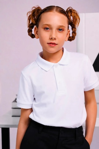 Minigimin Cicileri Polo Yaka Kısa Kol Unisex Çocuk Okul Tşörtü - Beyaz