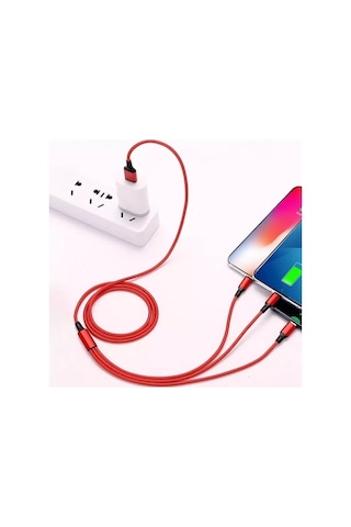 3 In 1 Type C Micro Usb 3'Lü Hızlı Şarj Kablosu 3 Amper