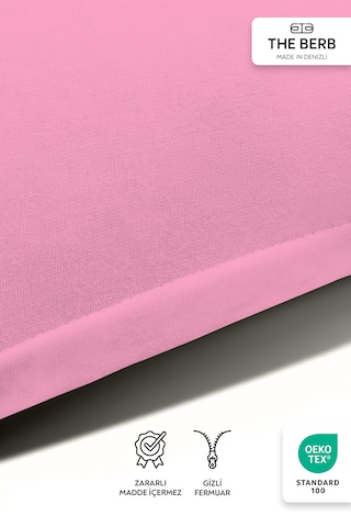 The Berb 2'li Penye Yastık Kılıfı Seti %100 Pamuk 50 X 70 Fermuarlı Pembe