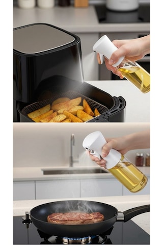 Püskürtmeli Sprey Yağdanlık Cam Şişe Airfryer Sprey Yağdanlık Beyaz