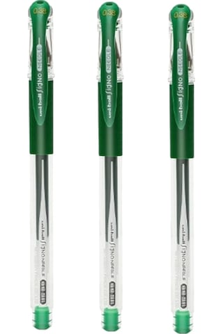 Uniball Signo Needle 0.38 İğne Uçlu Jel Kalem Çim Yeşili Üç Adet