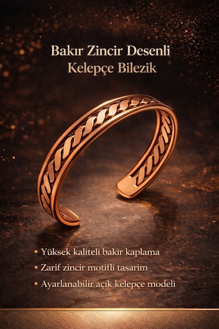 Örgü Desenli Saf Bakır Bileklik Ayarlanabilir Kadın Bakır Bilezik Diğer