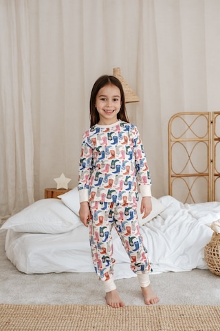 Kovboy Çizme Baskılı Color Shapes Çocuk Pijama Seti Krem