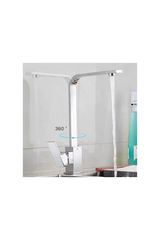 Rena Design Krom Kare Gövde Evye Bataryasi Yeni Model Aç Kapa Mutfak Musluk Prinç Paslanmaz Armatür Garantili