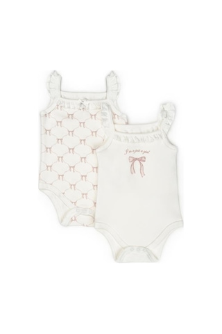 Bebek 2li Askılı Zıbın Body %100 Organik Pamuk - Bebek Ve Yenidoğan Serisi-csy8136 Powder