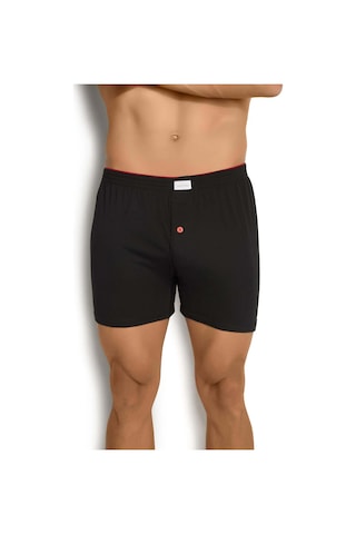Fanilam Erkek Jiber Havlu Kemer Düğmeli Penye Boxer 4'lü Pamuklu Rahat Kesim Siyah