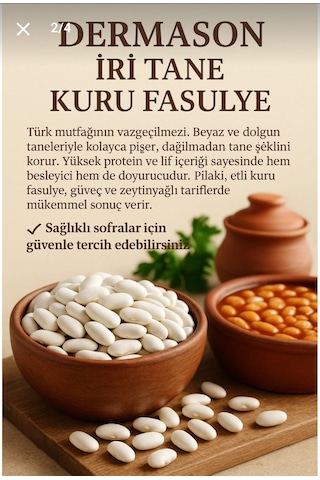 Barcas 9 Mm İri Tane Dermason Kuru Fasülye