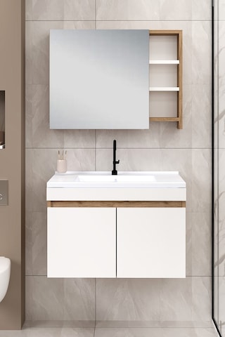 %100 Mdf 80 Cm Saura Banyo Dolabı Beyaz