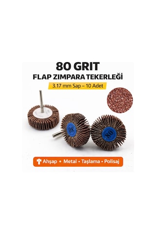 Senbang 80 Grit Flap Zımpara Tekerleği 3.17 Mm Sap Mini Zımpara Ucu 10 Adet Ahşap Metal Taşlama Polisaj