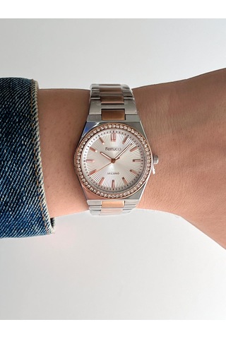 Ferrucci Fc73894 Zirkon Taşlı Şık Çelik Kordon Ve Kasa Kadın Kol Saati Gümüş - Rose Gold