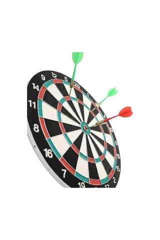 17 İnç Ahşap Dart Tahtası Seti 4 Metal Uçlu Dart Oku