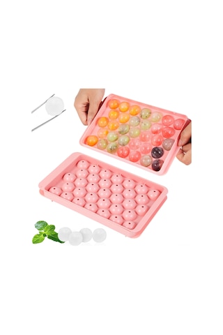 Samdoo 10 Adet Silikon Buzluk Seti - 33 Bölmeli, Kapatçılı, Hızlı Buz Yapımı, Pp+tpe Malzeme, Pembe Çok Renkli