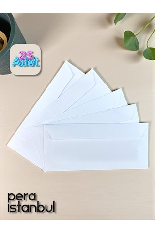 25 Adet Diplomat Beyaz Davetiye Lüks Tebrik Kartı Mektup Mühür Cüzdan Büyük Zarf 105x240mm