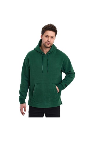 Adams Kapüşonlu Oversize Kanguru Cep Şardonlu 3 İplik Erkek Sweatshirt 001
