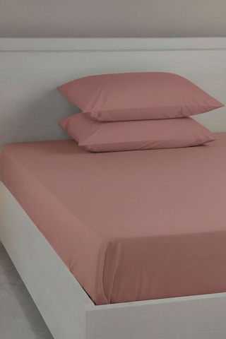 %100 Pamuk Ranforce Premium King Size Lastikli Çarşaf Seti - Pudr Pudra