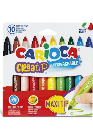 Lisanslı Frozen Kalemlik Hediyeli - Carioca Creatip 10 Renk Yıkanabilir Keçeli Kalem Büyük Boy Pembe
