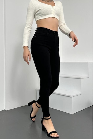 Kadın Siyah Süper Skinny Fit Esnek Likralı Denim Jean Kot Pantol