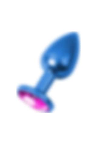 Red Fox Metal Rose Taşlı Mavi Anal Plug Orta Boy