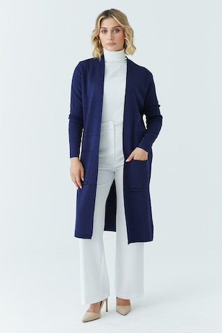 Modaplaza Kadın Cepli Düz Uzun Hırka 4341- Lacivert