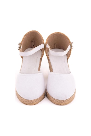 Star Tombis Gerçek Elişi Hasır Dolgu Topuk Keten Hasır Espadril Handmade Beyaz