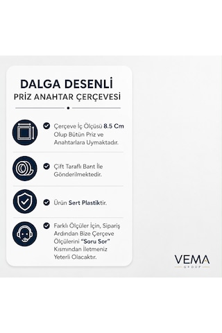 3 Adet Dalga Desenli Priz Ve Anahtar Çerçevesi Yapışkanlı 3 Adet Şık Tasarım Standart Ölçü 8.5 Cm İç Çap Pembe