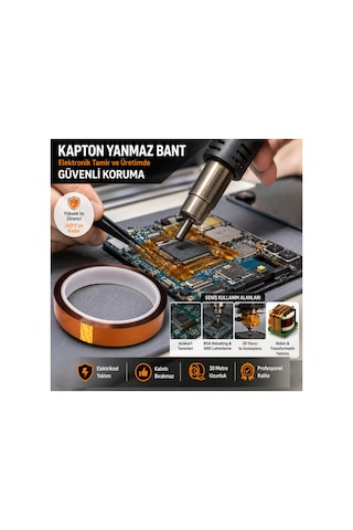 Kapton Yanmaz Bant Yüksek Isıya Dayanıklı Isı Bandı 2mm X 30 Metre
