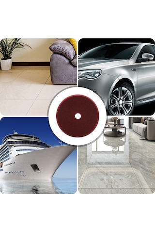 Geeksen 6 İnç Otomobil Ve Yat Cilalama Süngeri - Orta Çizik Ve Oksit Giderme - Kırmızı Renk