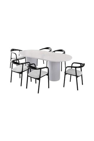 Echo İskandinav Oval Ahşap Bohem Masa 90x160 beyaz