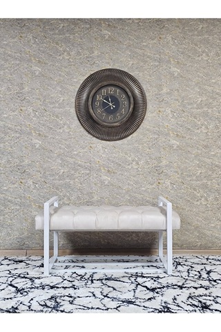 Beyaz Boyalı Metal 80 Cm Puf Bench - Antre Puf - Hol Bench - Puf Çok Renkli