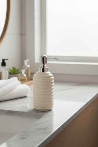 350 Ml Seramik Sıvı Sabunluk Modern Banyo Ve Mutfak İçin Şık Tasarımlı Sıvı Sabun Dispenseri Krem