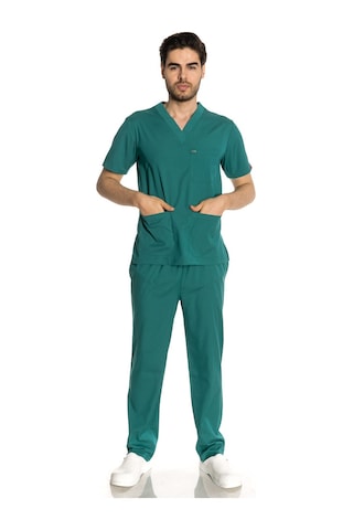 Unisex Likralı Koyu Yeşil Scrubs