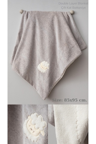 Bebitof Baby Bebitof Kuzucuk Desenli Kadife Battaniye 95x83 Cm 55004 Gri