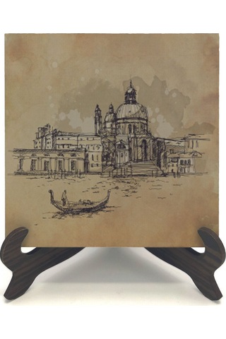 Venedik Görseli Baskılı Mdf Masaüstlük 10x10 764