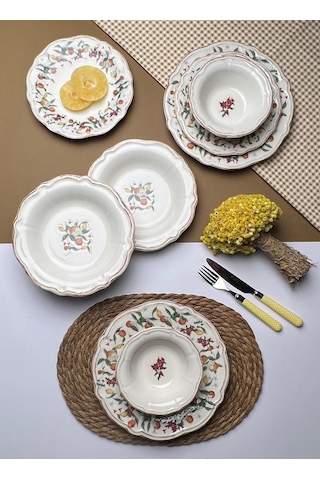 Tabak Evi Fulya Food Garden Porselen Yemek Takımı 6 Kişilik 24 Pa