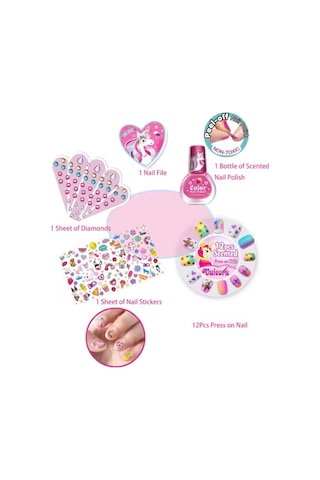Tokidas Pet Nail Art Playing - Unicorn Ve Evcil Hayvan Temalı Baskılı Çocuk Takma Tırnak Sanatı