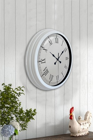 40 Cm Beyaz Metal Retro Duvar Saati