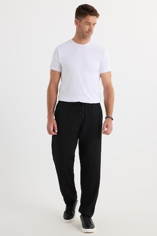 Tudors Erkek Standart Fit Normal Kesim Beli Bağcıklı Geniş Paça Siyah Pantolon-37578 Siyah