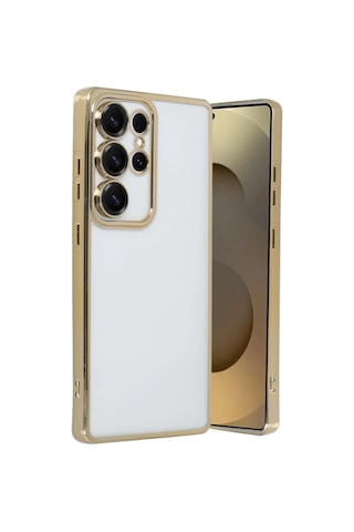 Newface - 49 - Samsung Galaxy Uyumlu S25 Ultra Kılıf Razer Lensli Silikon - Csmo-tex - - Gold