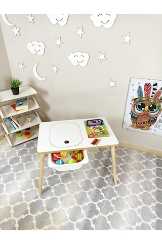 Miracle 3d Çocuk Oyun Etkinlik Çalışma Masası Tek Göz Aktivite Masası Beyaz