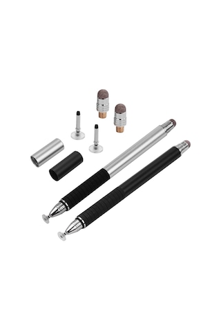 Singree 2si 1 Arada Hassas Stylus Kalem İletken Başlık Disk Uçlu Tüm Dokunmatik Ekranlar İçin Telefon Tablet 2 Adet Siyah Gümüş