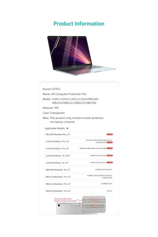 MacBook Pro 13 İnç Uyumlu Hd Şeffaf Ekran Koruyucu Film Çizilme Karşıtı A2338/a2251 Serisi