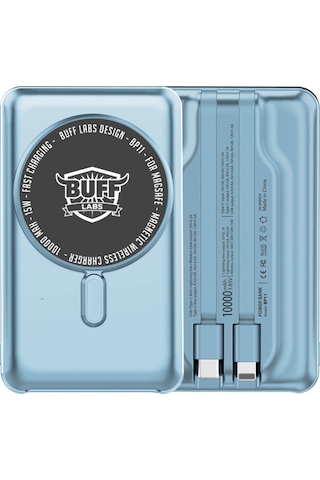 Buff Bp11 10000mah Magsafe Uyumlu Dahili Kablolu Powerbank Mavi