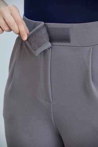 Kadın Gri Cırt Cırtlı Kapama Rahat Palazzo Likralı Esnek Beli Lastikli Pantolon Yüksek Bel Gri